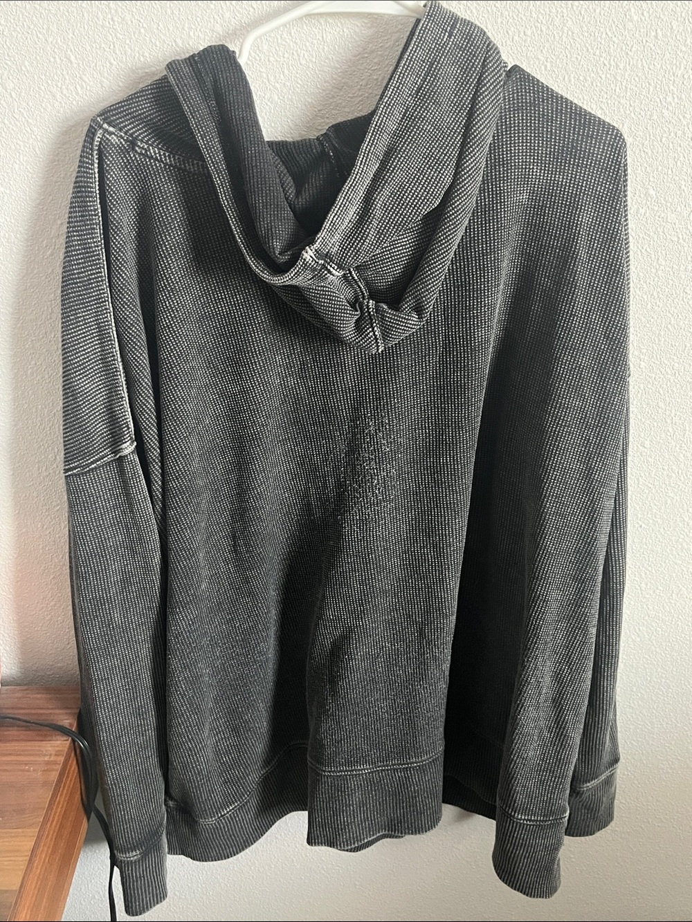 Women’s Natural Reflections Charcoal Black Washed Hooded Sweatshirt - Picture 3 of 3